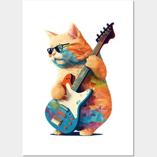 Rockin’ Feline: A Guitar-Shredding Cat Posters and Art